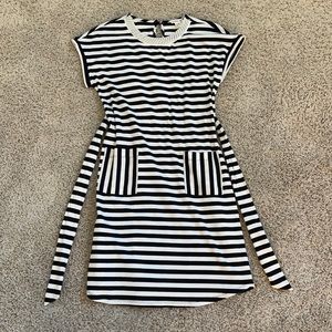 Monteau Girl Black / Off White Stripped Dress